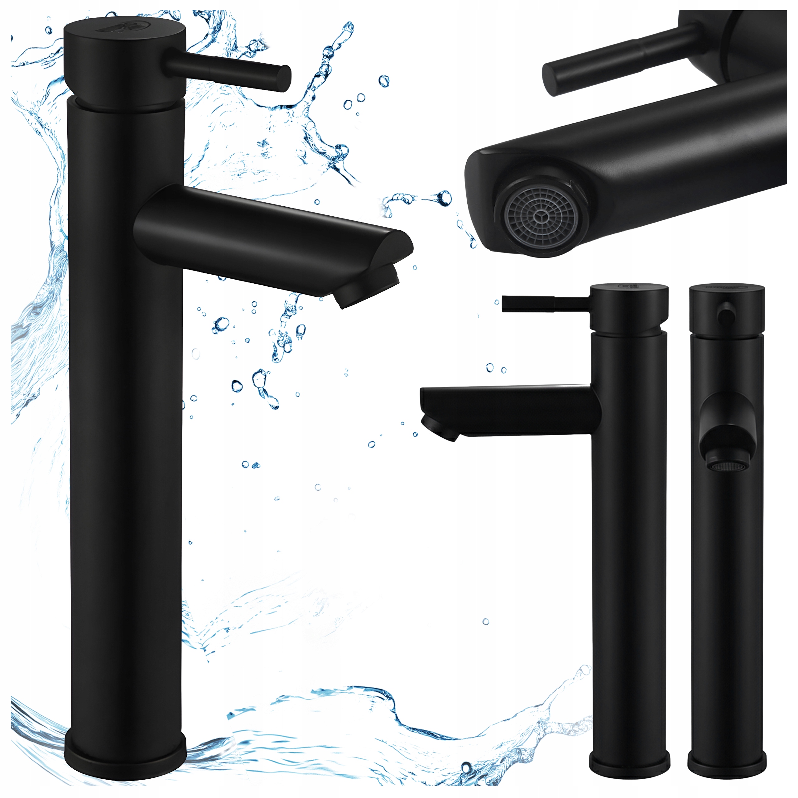 Koupelnová Umyvadlová Baterie Vysoká Na Desku Baterie Arley-h Černá