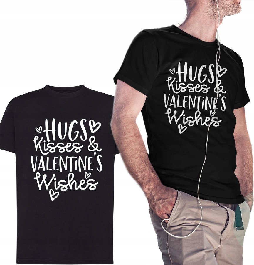 

Koszulka męska Hugs Kisses Valentines Wishes M