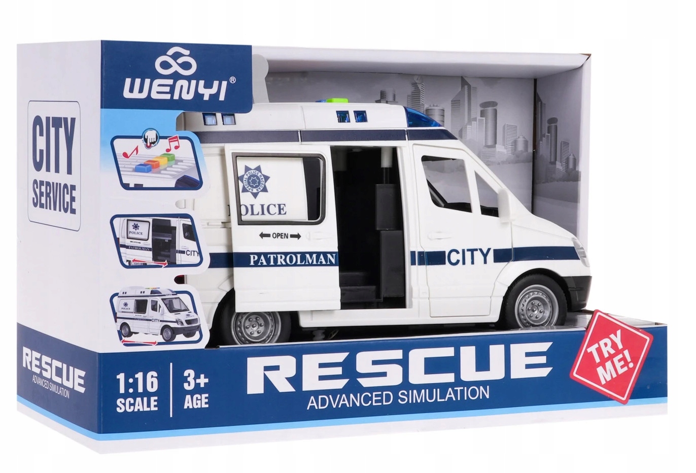 POLICJA RADIOWÓZ NA BATERIE ŚWIATŁO DŹWIĘK KOGUTY EAN (GTIN) 5902162350410