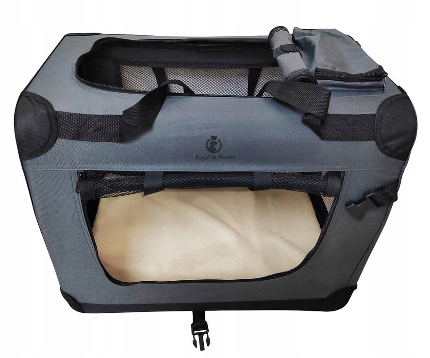 Levně Přepravka pro psa Royal&Petsky šedá XXL 88 cm x 58 cm 65 cm šedá