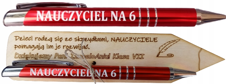 

Dzień Nauczyciela Zakładka drewniana z Długopisem