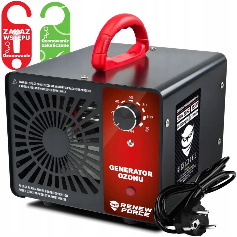 GENERATOR OZONU OZONATOR DOMOWY OCZYSZCZACZ POWIETRZA 60 000 MG/H 155W