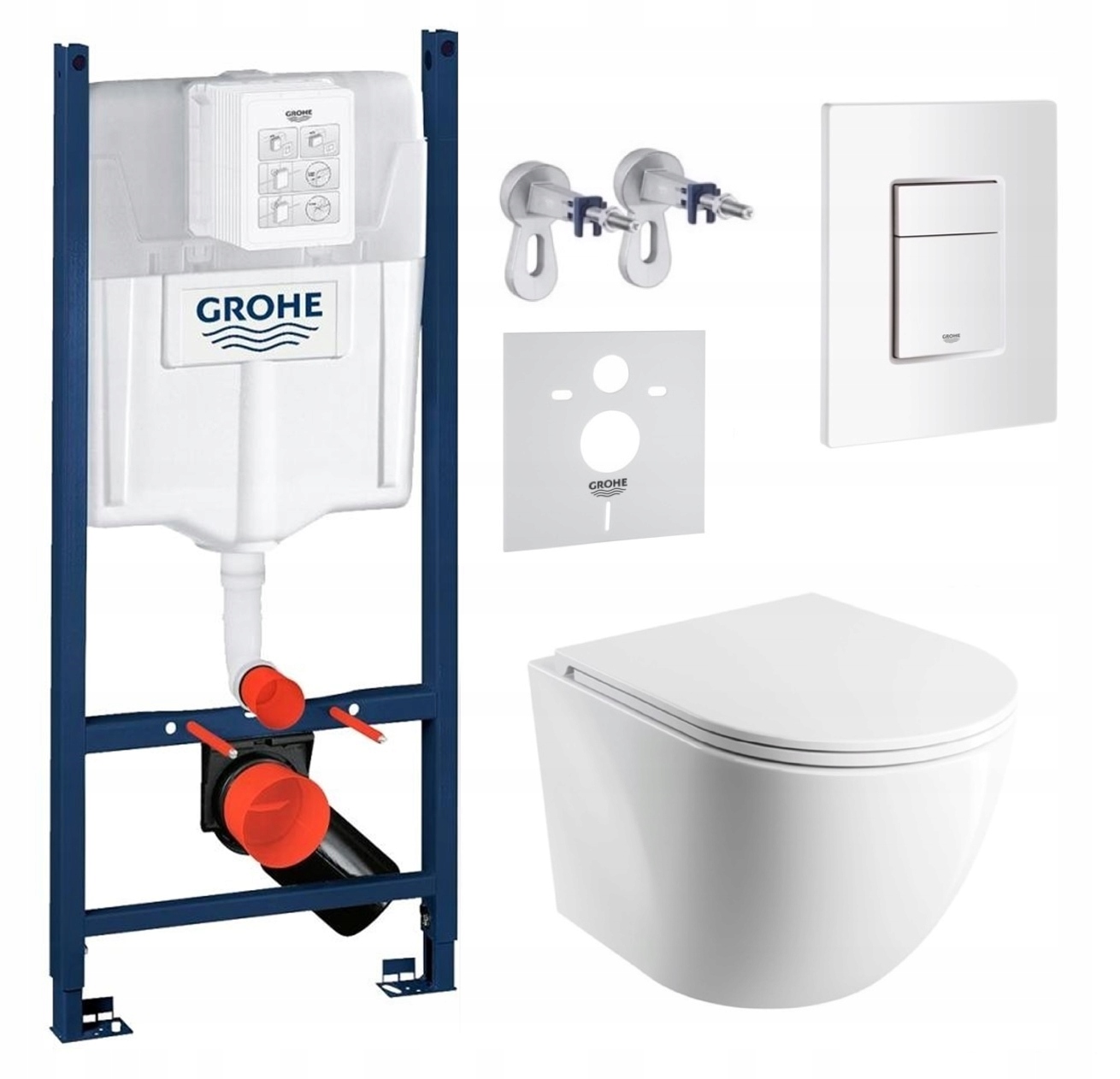 Sada Wc roštu Grohe s Wc misou Omnires Cspmwbp a tlačidlom biela Fresh