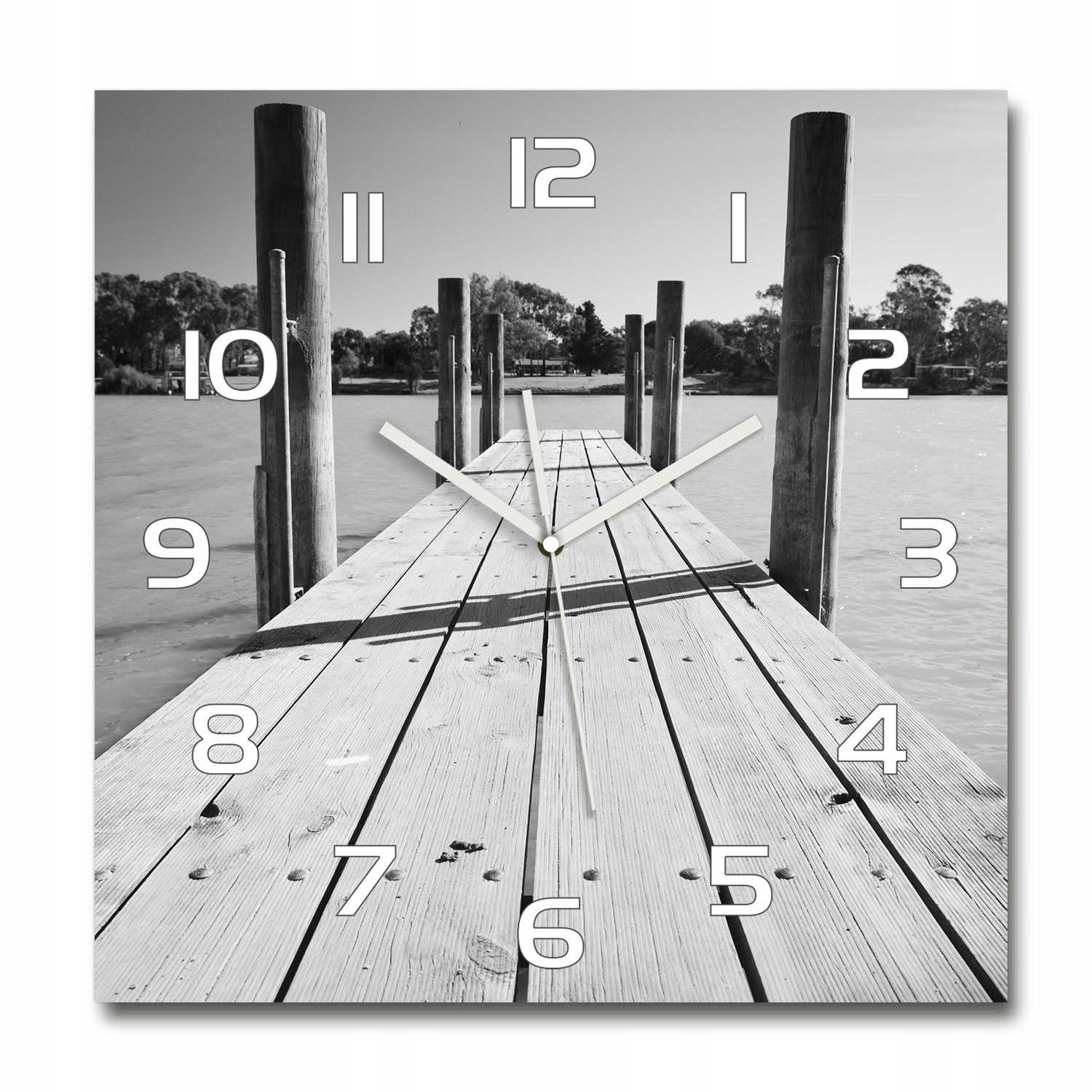 

Zegar ścienny ze szkła, duży Drewniane molo 60x60