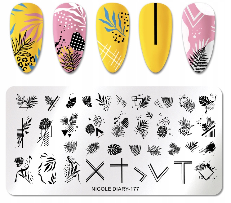 BLASZKA DO STEMPLI PAZNOKCI PŁYTKA LIŚCIE Nicole Diary 177 Kod producenta brak