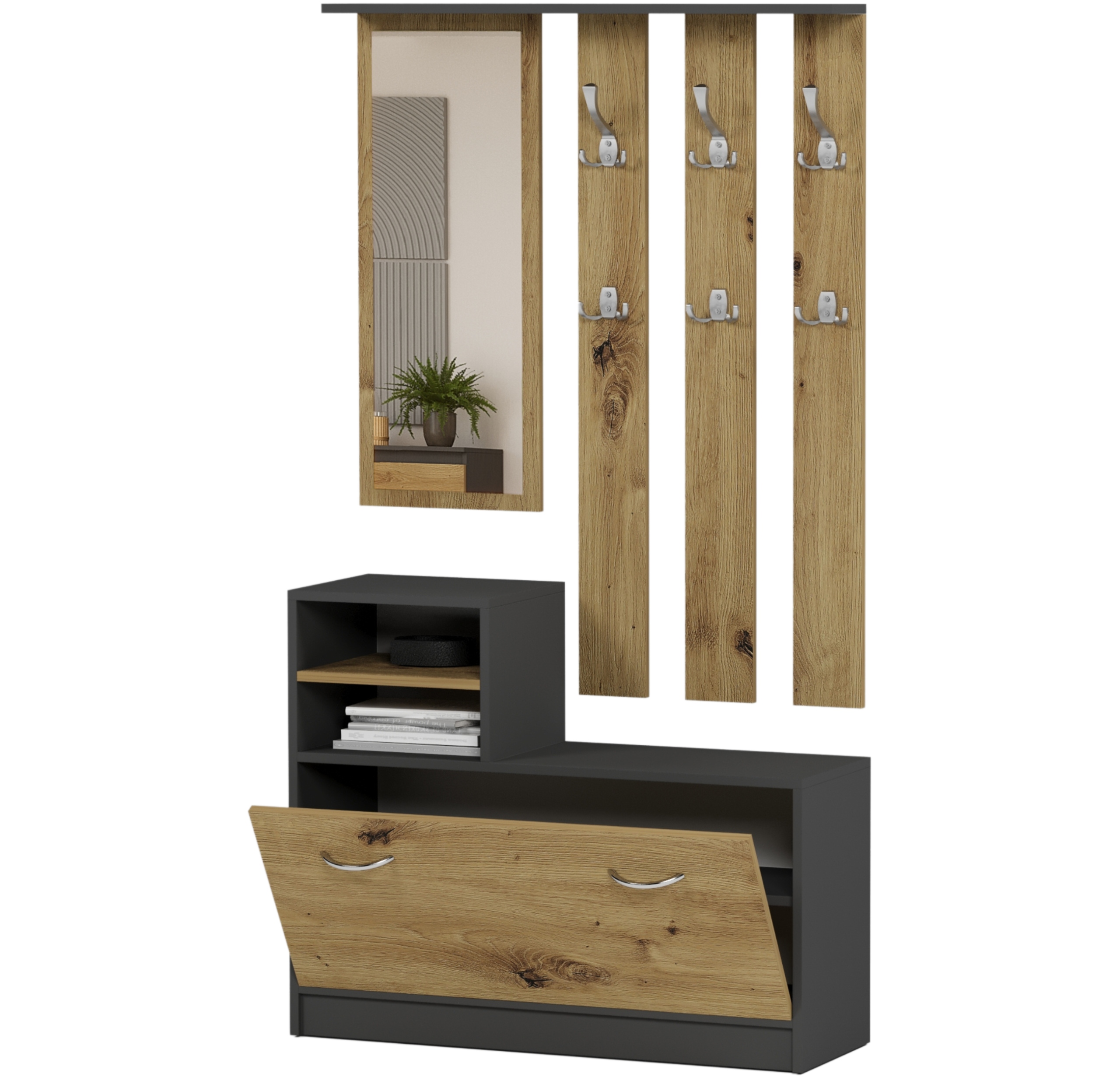 Garderoba wieszak szafka na buty antracyt mix artisan V-1 Producent