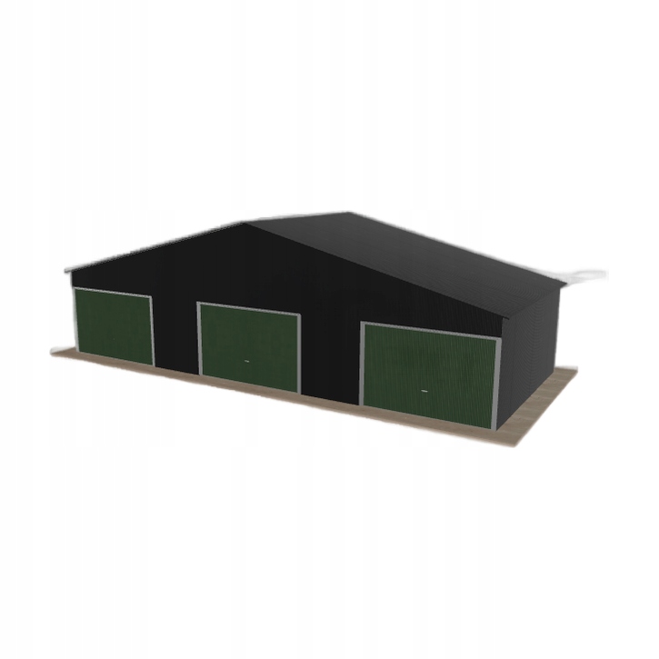 Plechová garáž 12x5 m, třípolohová, dvoupolohová, černá