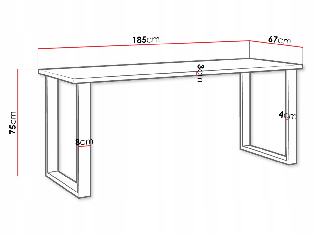 Stół loftowy do jadalni IMPERIAL 185 x 67 DĄB ARTISAN Kod producenta IMPERIALAR185x67