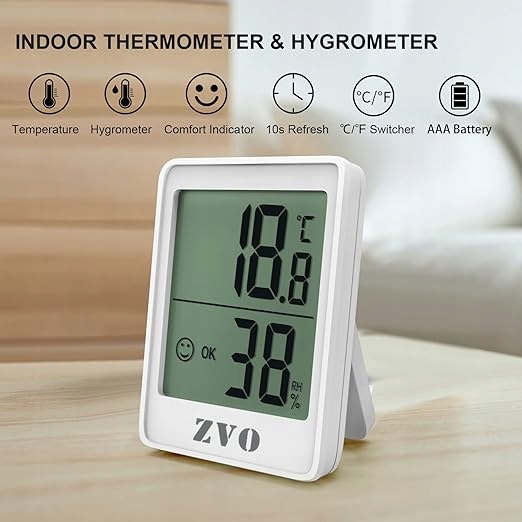 TERMOMETR LCD WILGOTNOŚCIOMIERZ HIGROMETR z higrometrem do wnętrz BIAŁY Marka bez marki