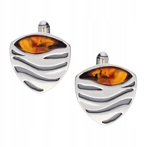 Stříbrné Spony na manžety košile s Baltským Jantarem stříbro925 Jako Dárek