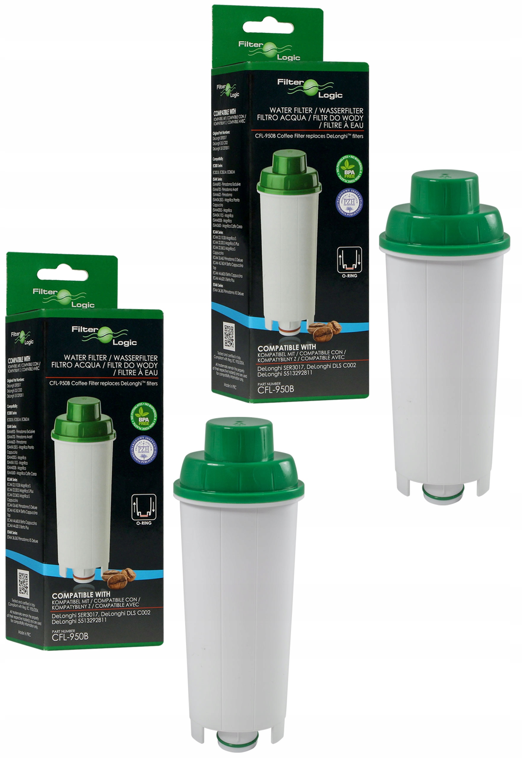 2x Filtr CFL-950B FilterLogic wody do ekspresu Delonghi zamiennik DLSC002