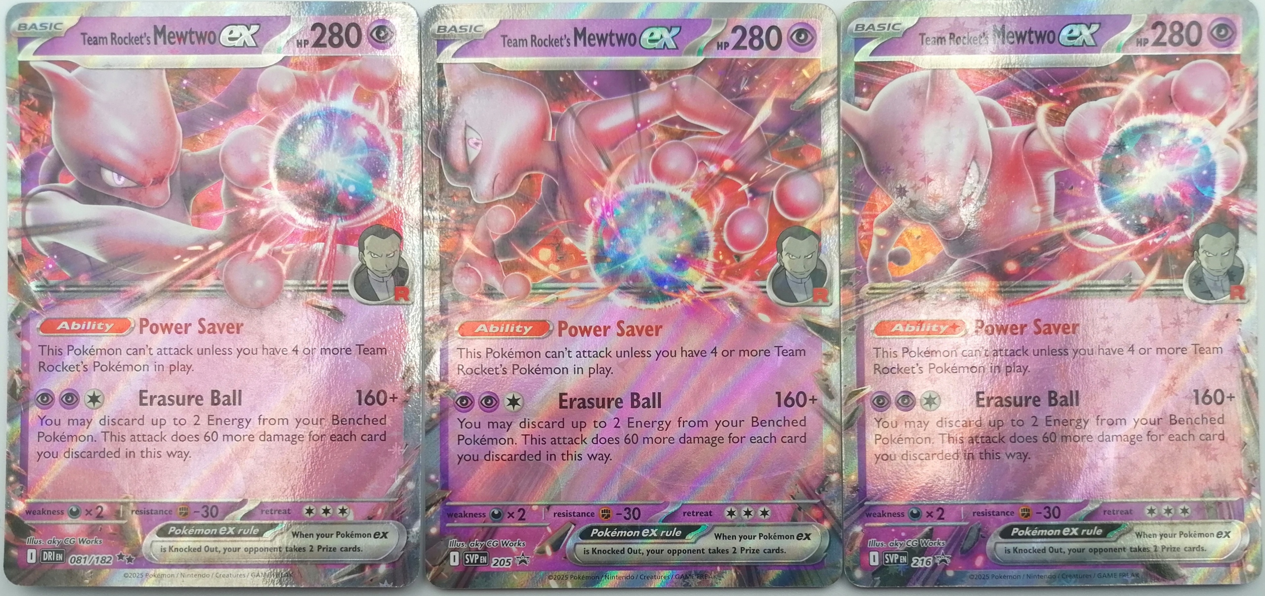 Zestaw Team Rocket's: Mewtwo ex 81 + Mewtwo ex SVP205 + Mewtwo ex SVP216