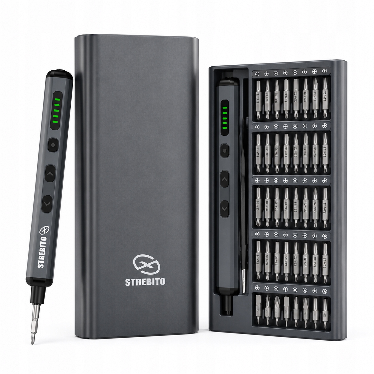 Elektrický přesný šroubovák 70v1 Strebito Sada 64 bitů Usb-c Led