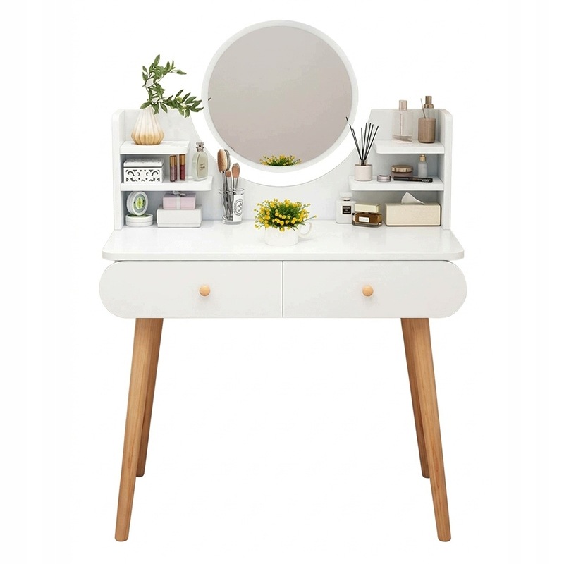 Toaletní Stolek Se Zrcadlem Make-up Bílý Velký Skandinávský Loft