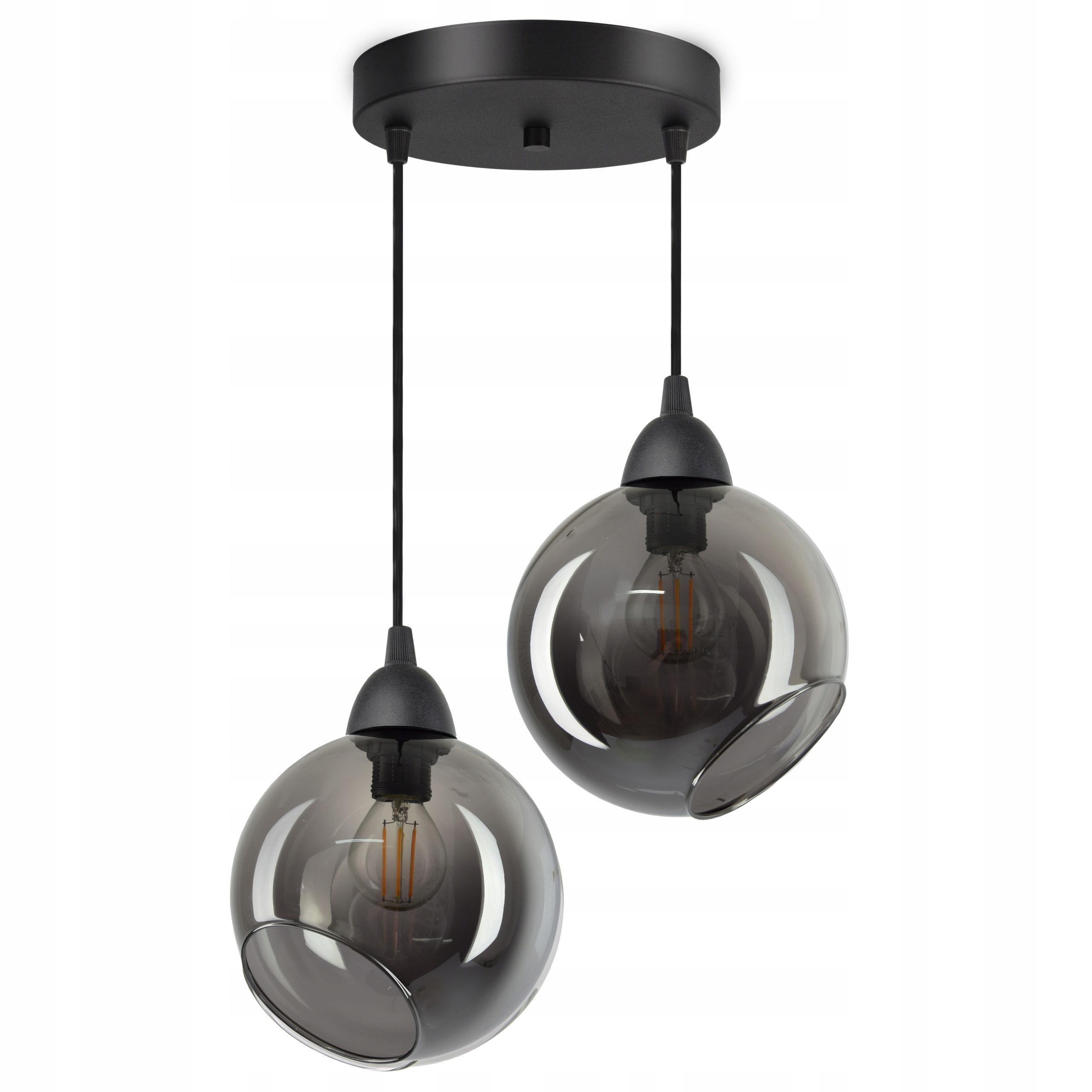 

Lampa Wisząca Sufitowa 2 Szklane Kule Grafit Led