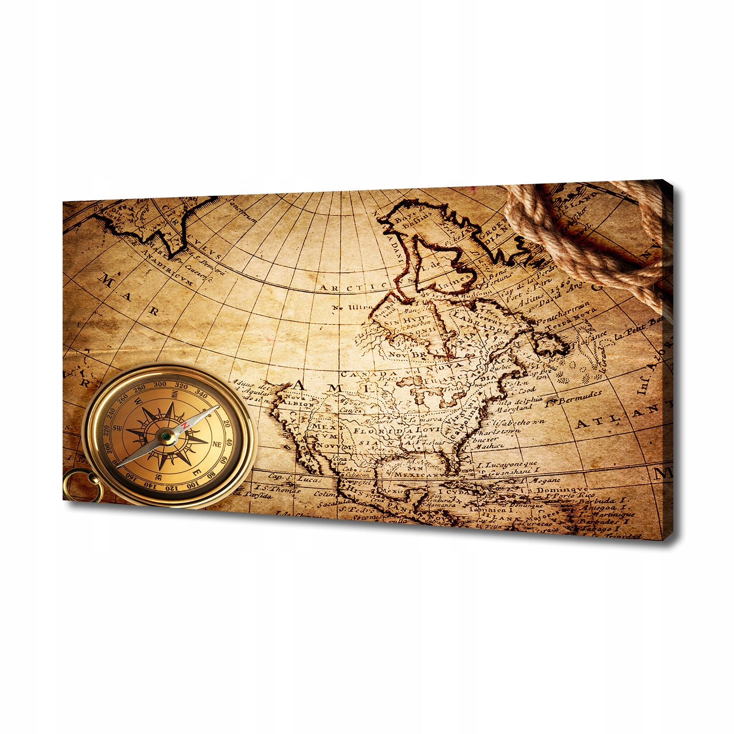 

Foto obraz na płótnie Kompas na mapie 140x70 cm