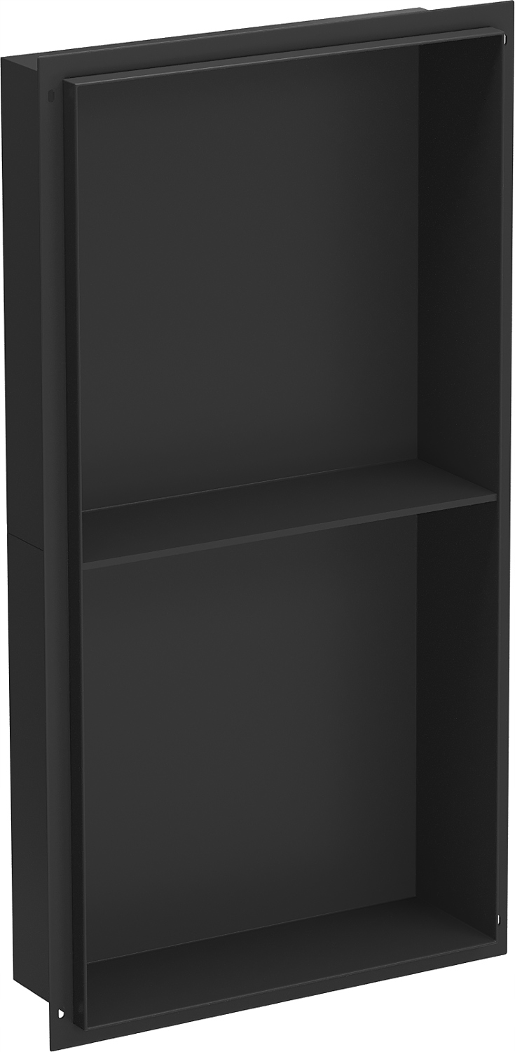 Mexen X-Wall-NR Černá Nerezová Zabudovaná Police 60x30cm Bez Obruby