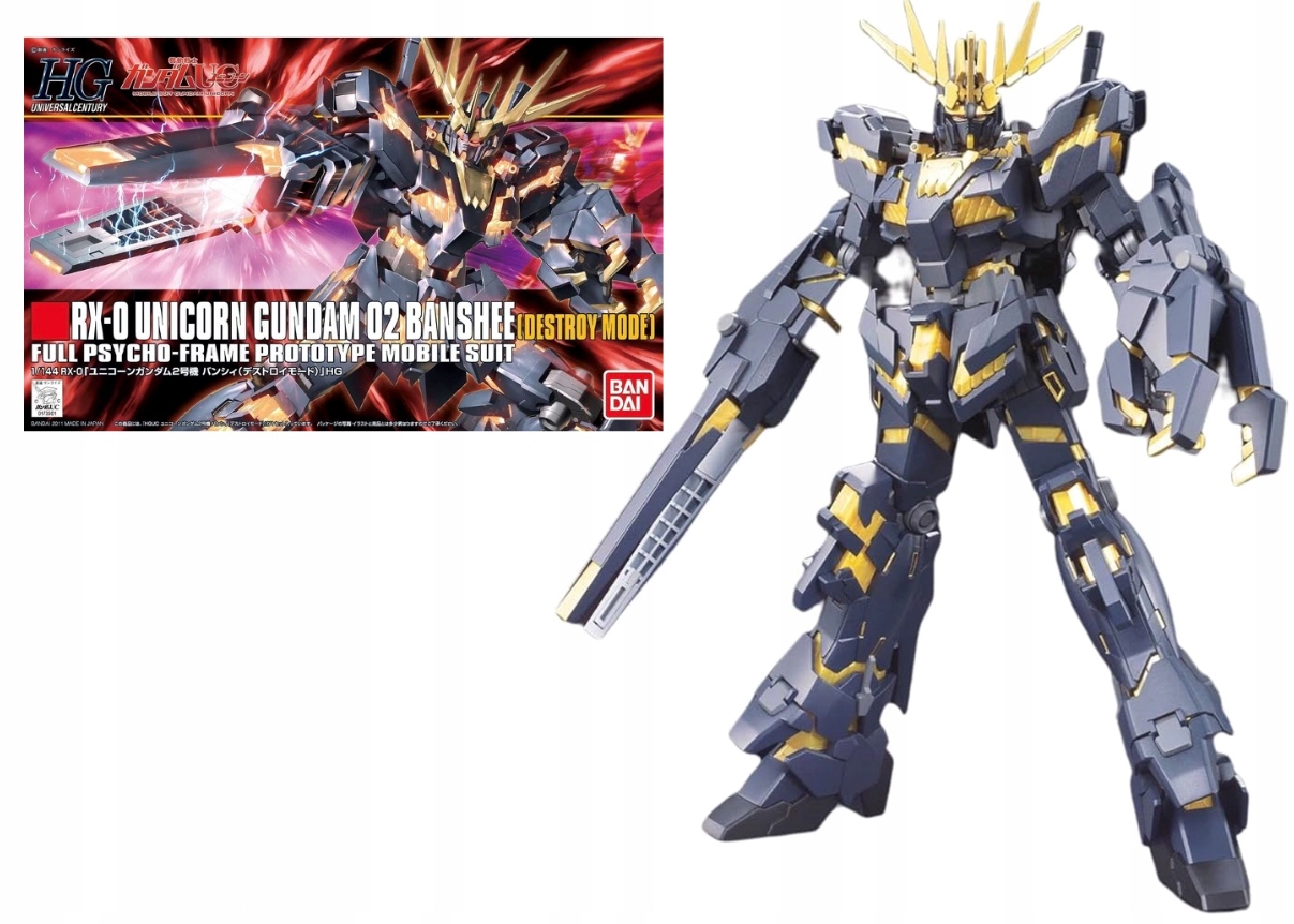 Gundam Hguc 1/144 RX-0 Unicorn 02 Banshee Zničující mód Model sada