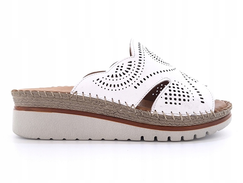 Bílé dámské nazouváky pantofle z měkké kůže Manitu 900119 vel. 37