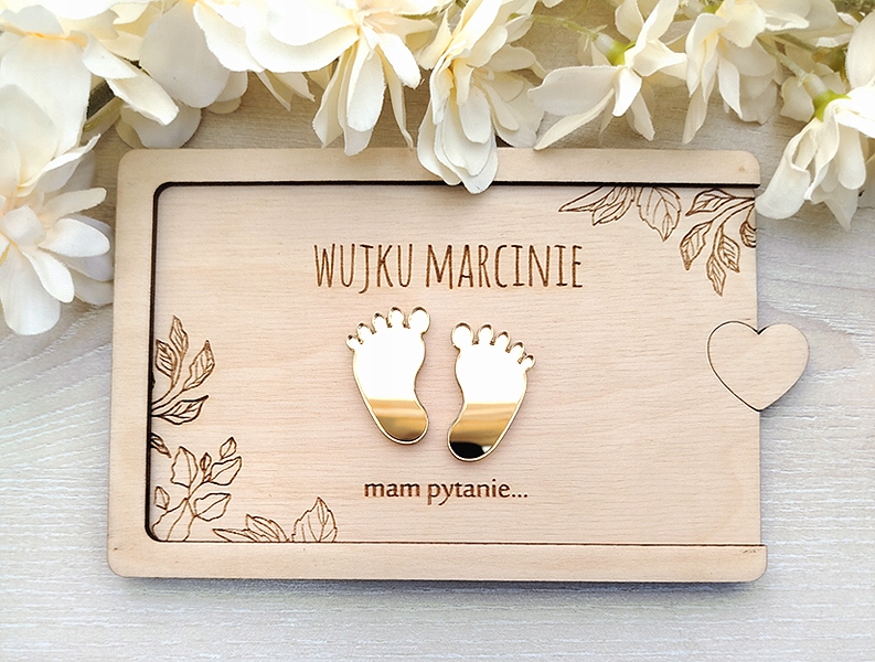 ZAPROSZENIE - PYTANIE - PROŚBA O CHRZEST, O BYCIE CHRZESTNĄ - ZŁOTE STÓPKI Kolor dominujący brązowy