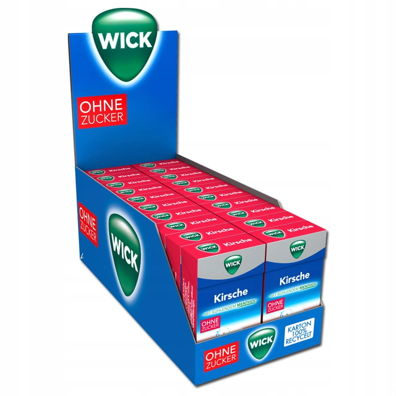 Levně Wick Kirsche pastilky na cucání bez cukru třešňové 20x46g
