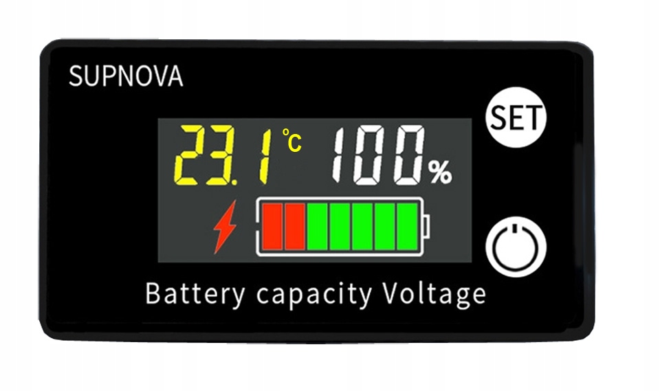 

Wskaźnik naładowania akumulatora 8-84V temp+buzzer
