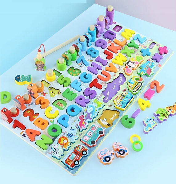 DREWNIANE RYBKI CYFRY SORTER LICZYDŁO MONTESSORI Marka inna