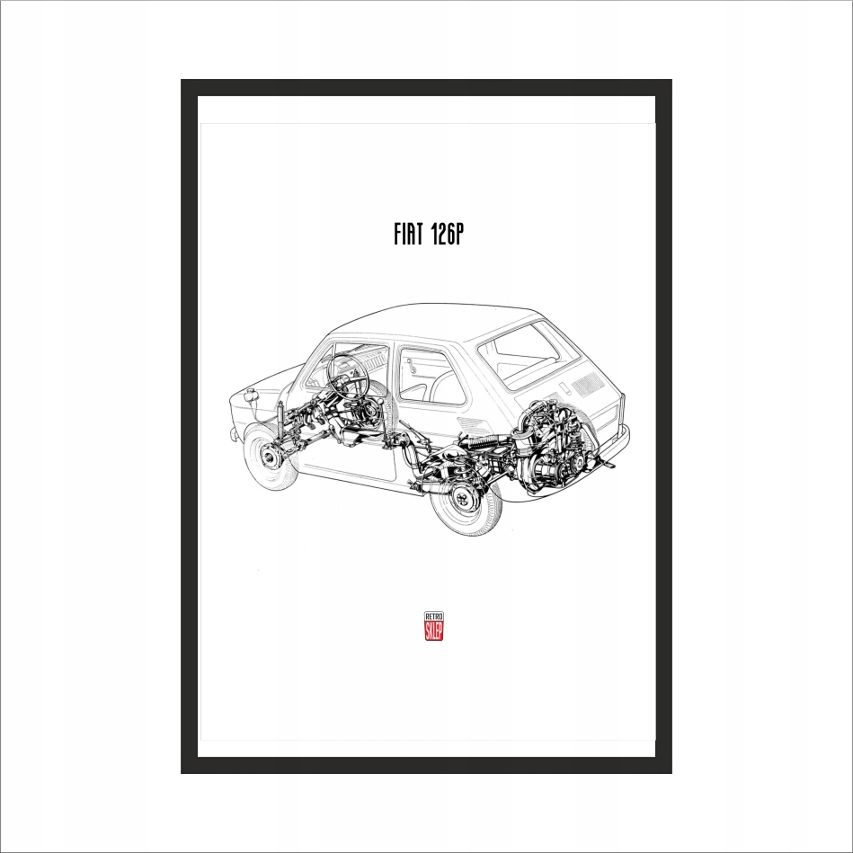 

Obraz na ścianę Szkic 126p Fiat White ramka