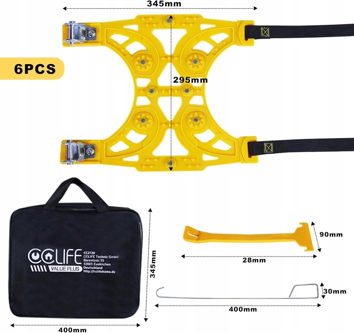 6x OPASKI ŁAŃCUCHY ŚNIEGOWE ANTYPOŚLIZGOWE NA KOŁA BŁOTO ŚNIEG 175-275mm Producent Inny