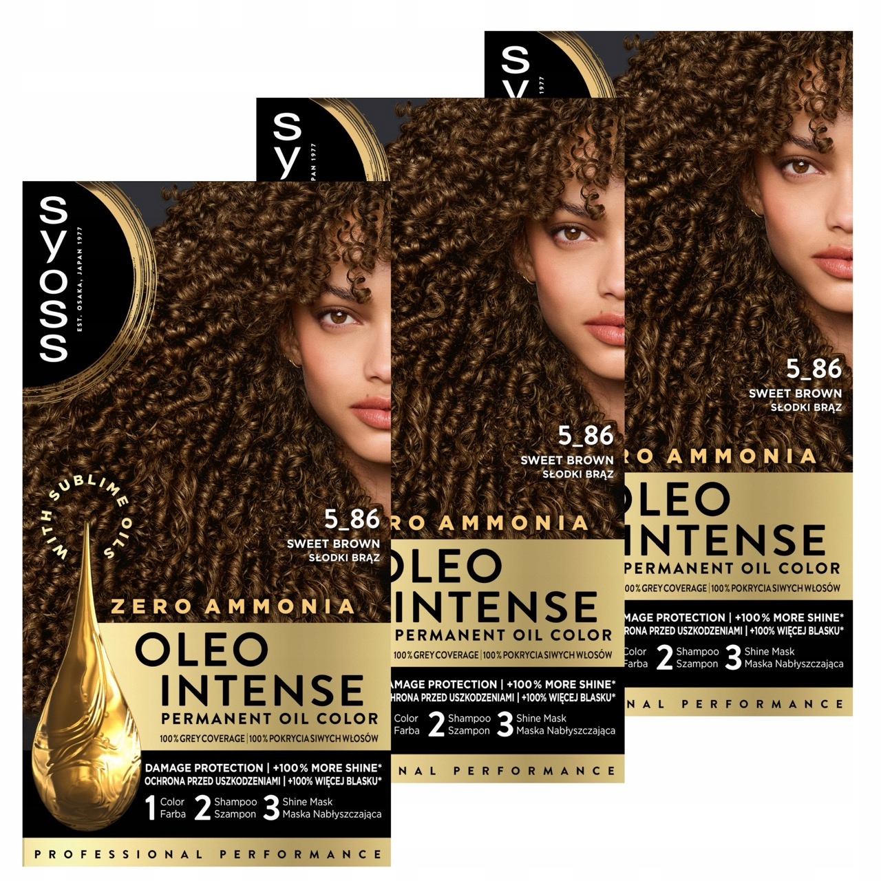 3X Farba Do Włosów Słodki Brąz Bez Amoniaku Syoss