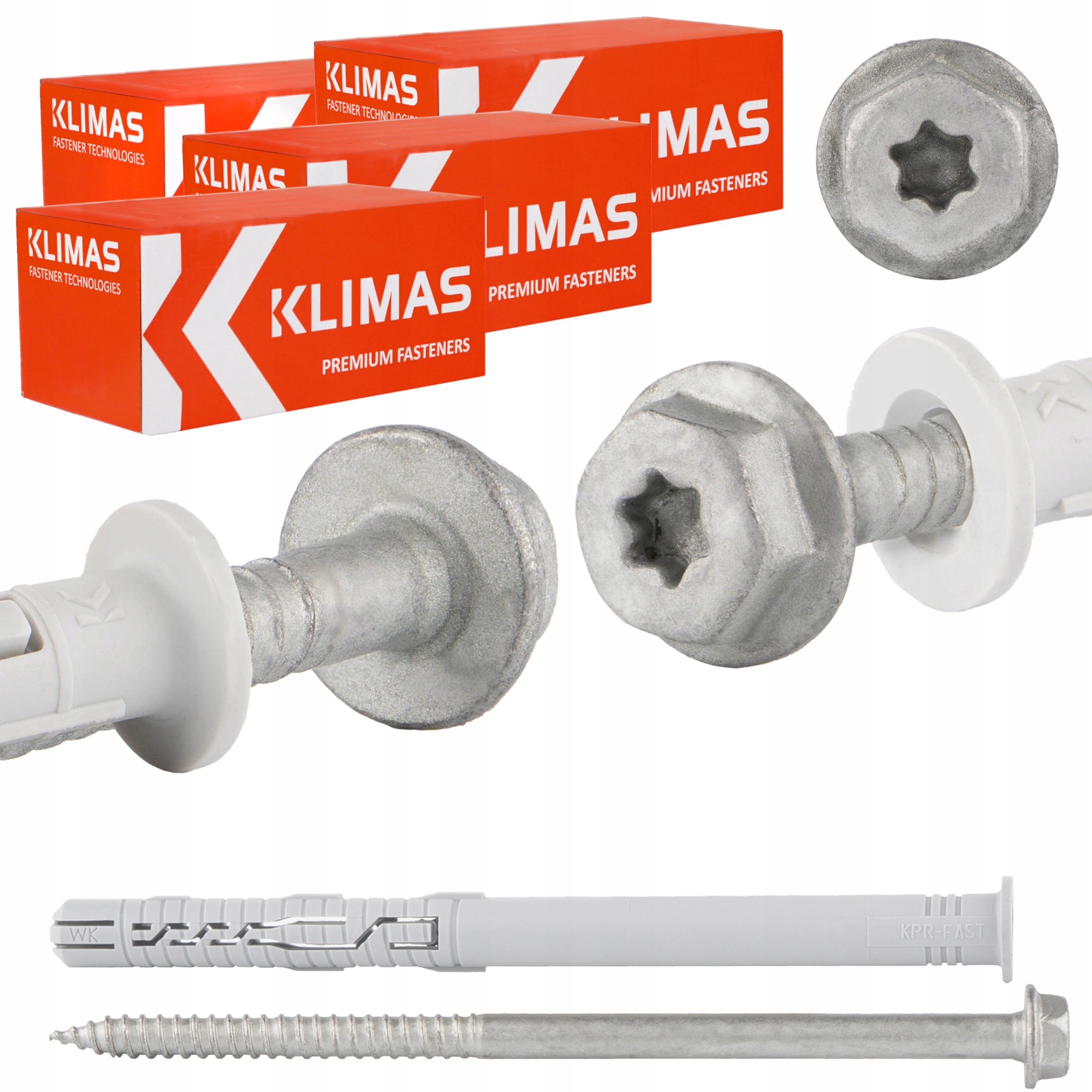 Rámové rozperné kolíky 12x360 mm s prírubou 80 ks Podložková hlava Torx