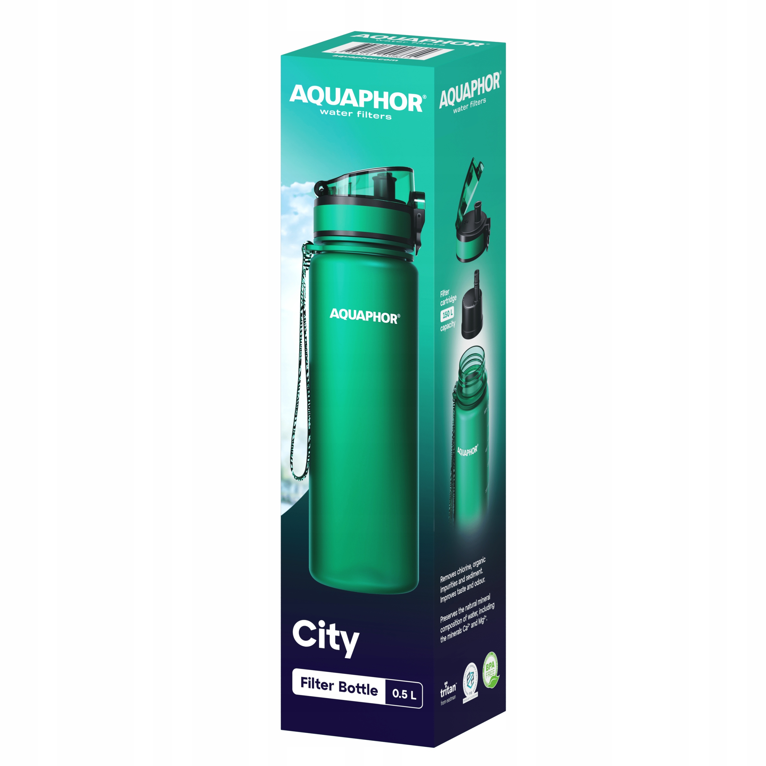 Butelka filtrująca Aquaphor City 0,5 l zielony
