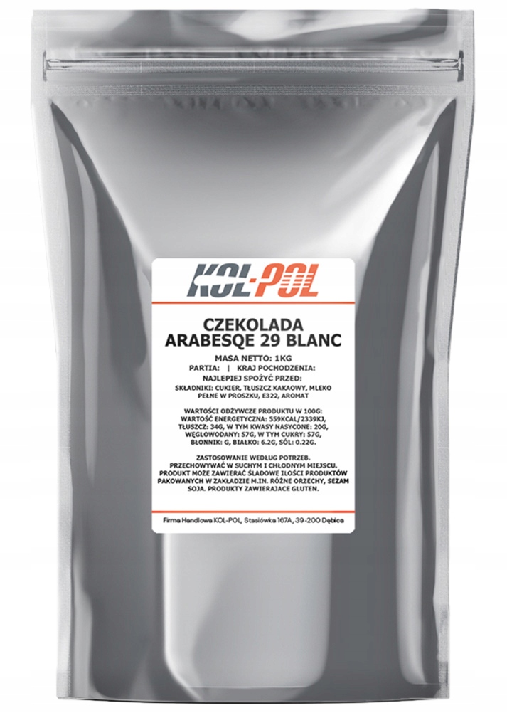 Levně Belgická Čokoláda 29% bílá 1kg Fontann fondue Kol-Pol