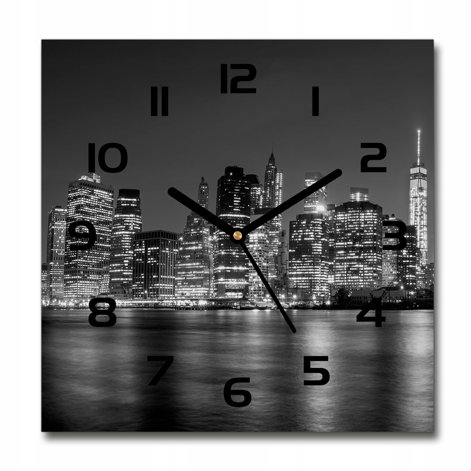 

Zegar szklany kwadratowy Manhattan nocą 30x30 cm