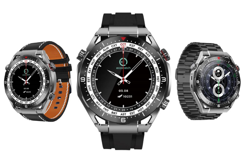 Smartwatch Maxcom Ecowatch1 Czarny 3paski Zegarek sportowy klasyczny EW01BL