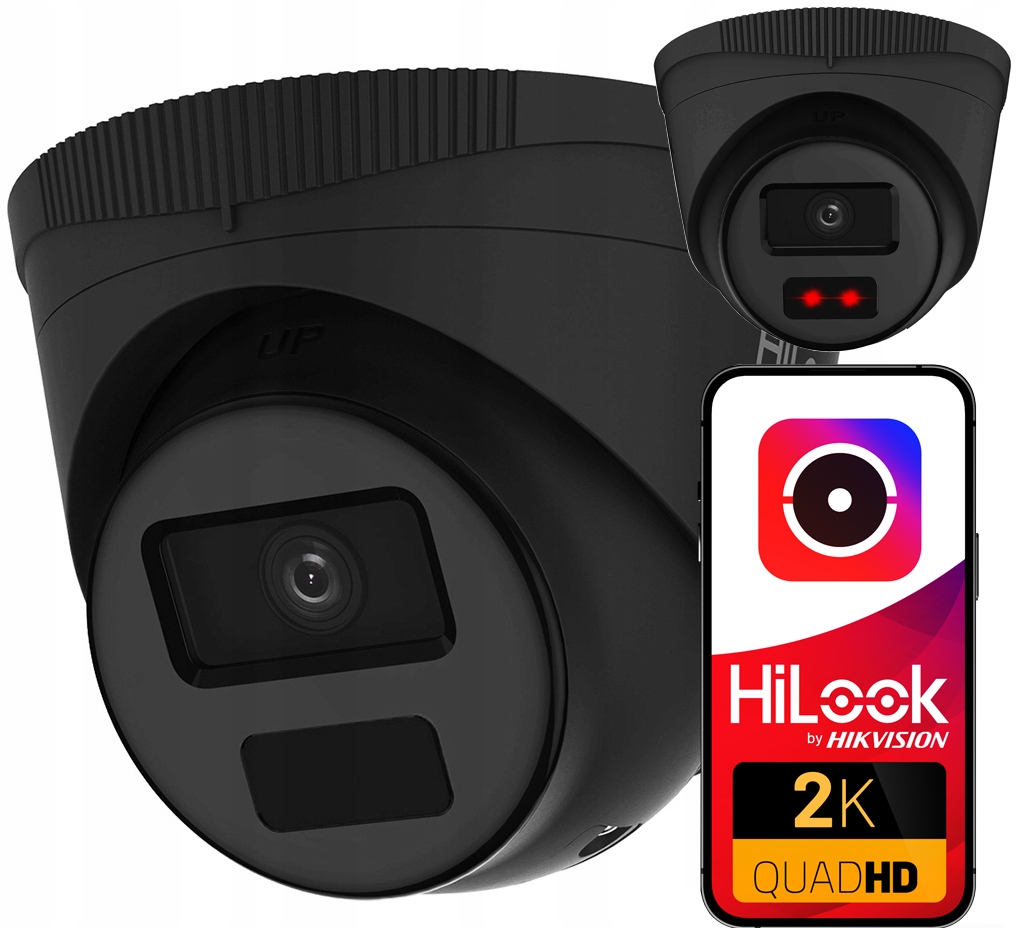 4MPx venkovní Ip kamera IPC-T241H-C Black HiLook Hikvision IR20m PoE