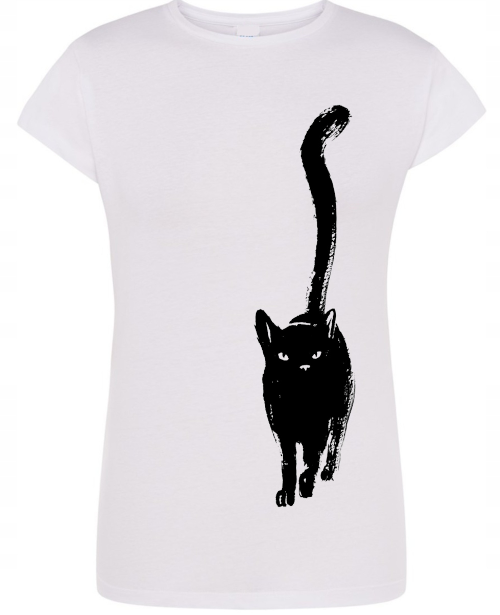

T-Shirt damski nadruk na boku Kot r.L