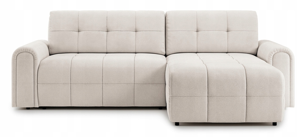 Rohová Sedací Souprava s funkcí spaní Simolla s nádobou, krémová šenilová pravá barva