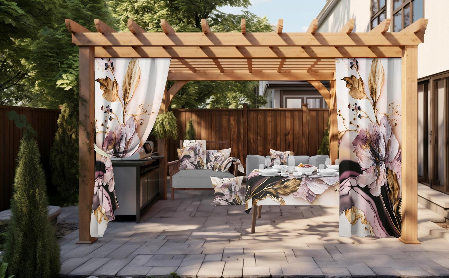 ZASŁONY OGRODOWE 155x200 WODOODPORNE ZASŁONA NA TARAS DO ALTANY TUNEL 137 Typ inny