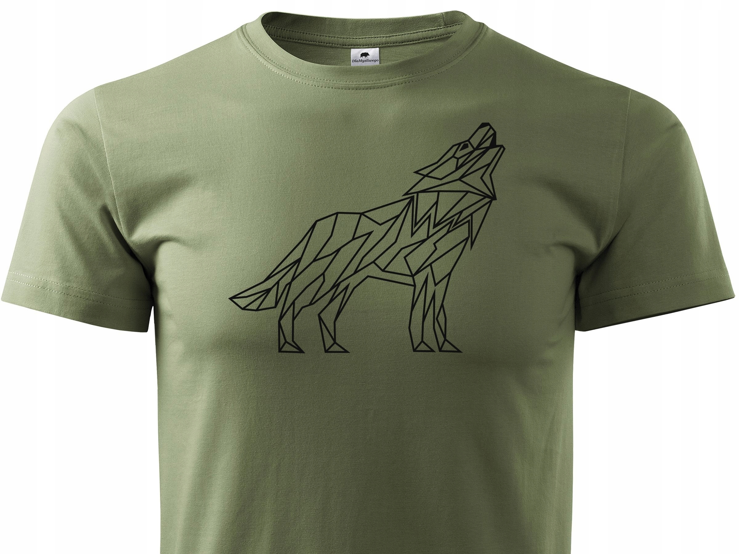 

Koszulka myśliwska T-shirt khaki wzór wyjący Wilk
