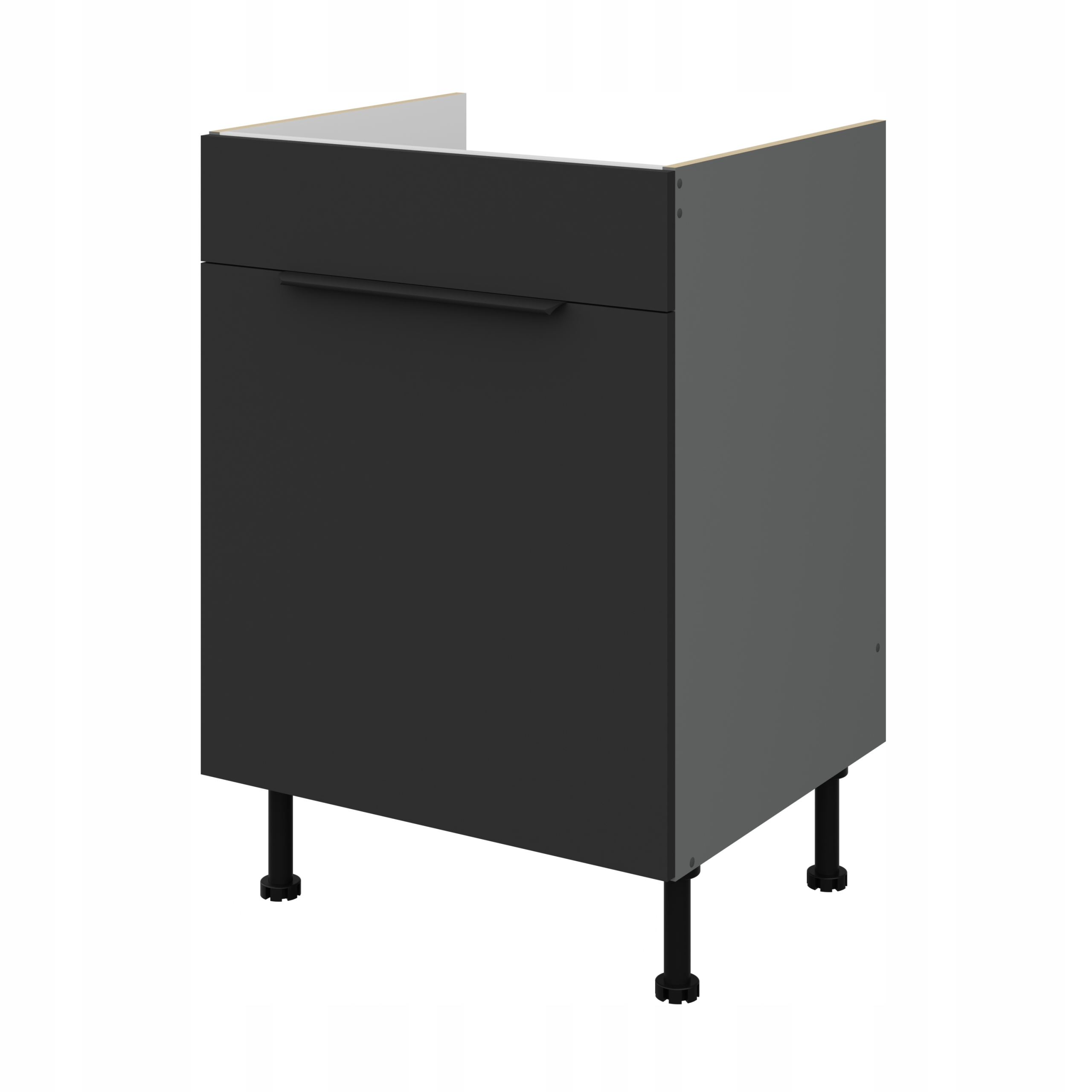 Kuchyňská skříňka pod dřez 60 cm, kuchyňská skříňka černá matná, Premium Box