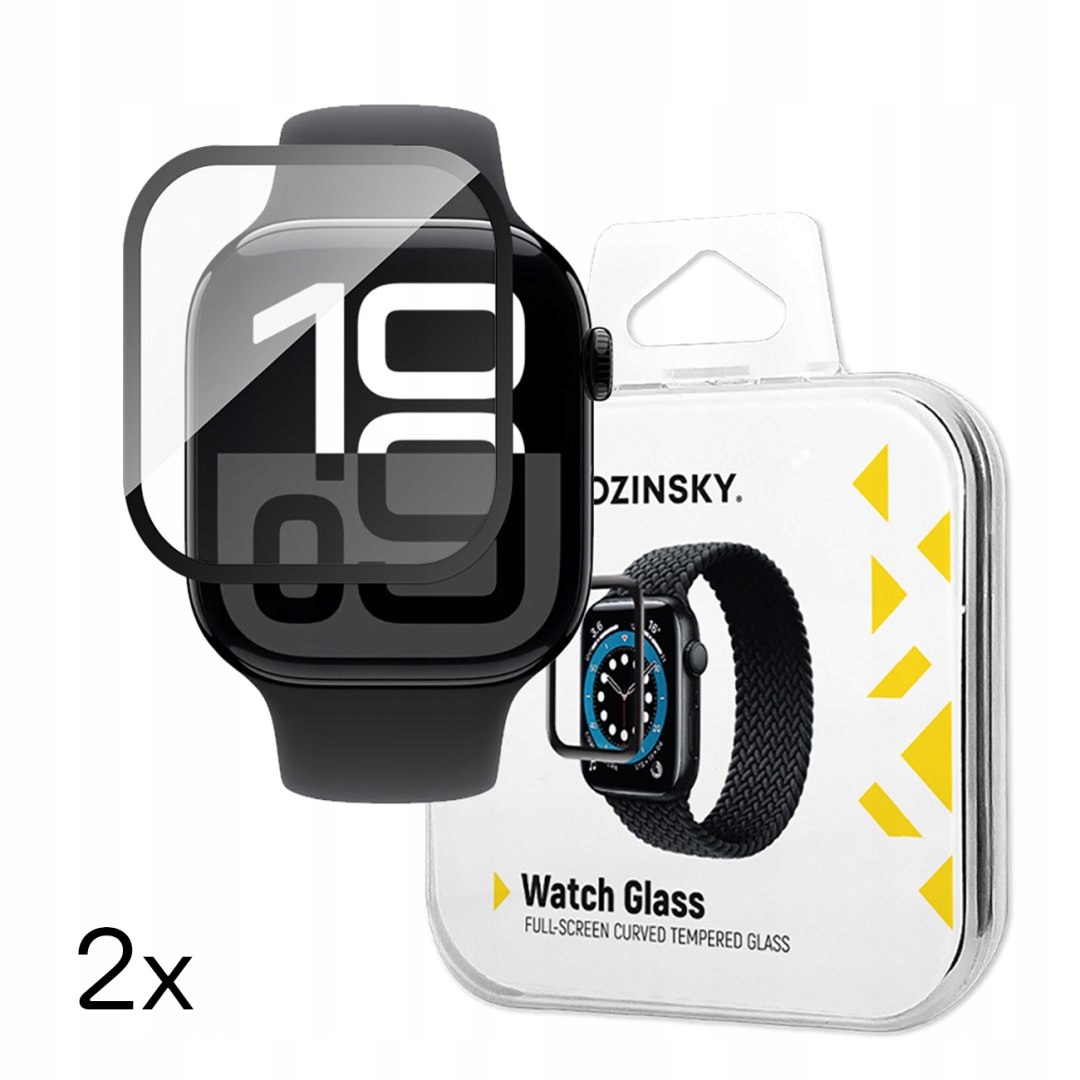 Szkło hartowane z czarną ramką do Apple Watch 42mm Full Glue 2 szt.