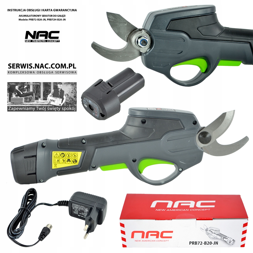 Akumulatorowy Sekator Do Cięcia Gałęzi Nac 7.2 V Do 800 Cięć Na 1 Ładowaniu
