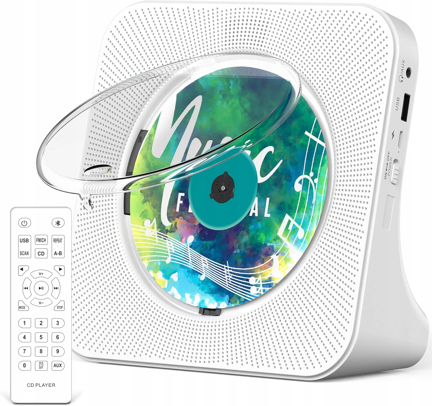 Odtwarzacz CD Bluetooth Radio Fm Usb Aux Pilot Głośniki Greadio