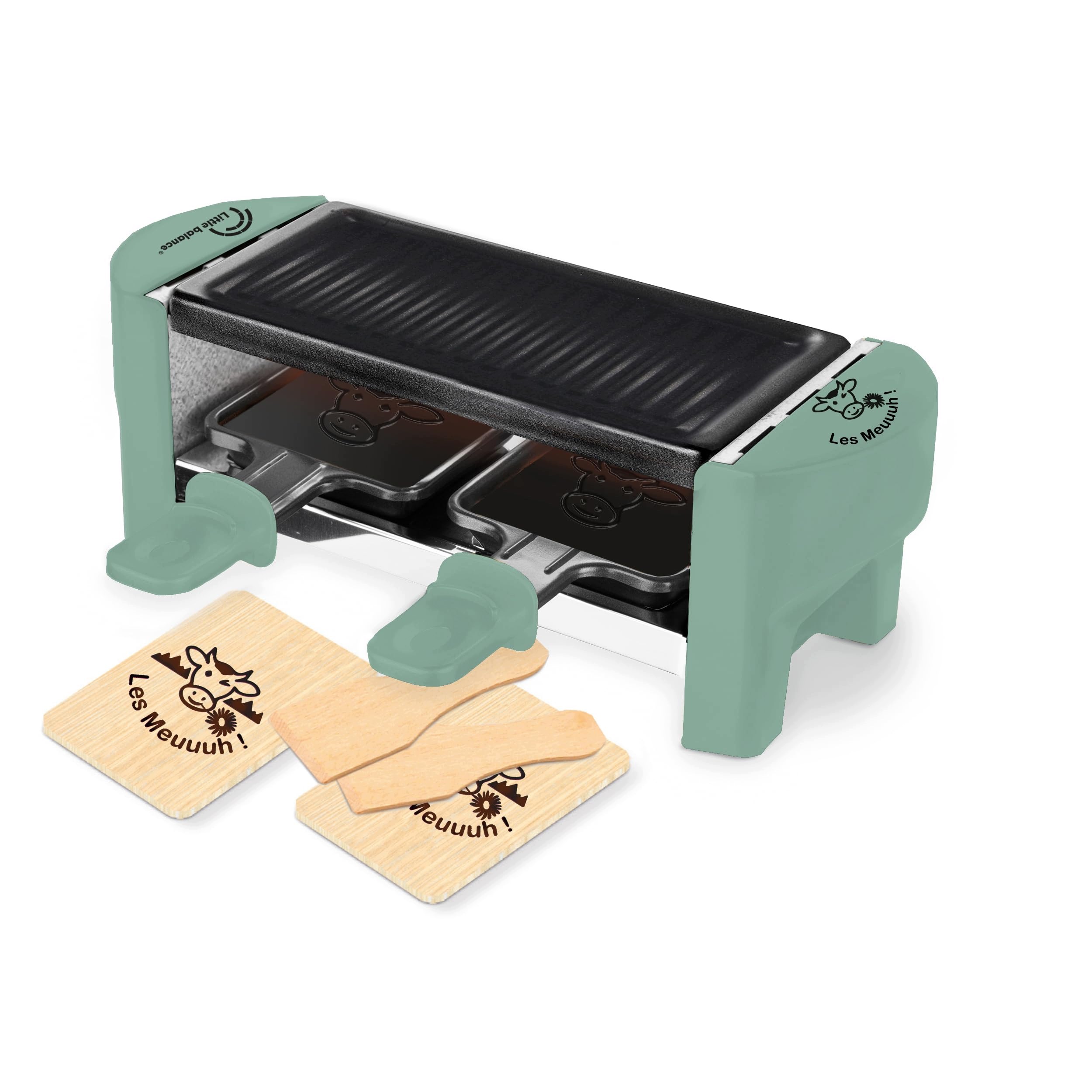 Elektrický Raclette Gril 320 W Pro 2 Osoby, 2 Pánve Mini, Zelený