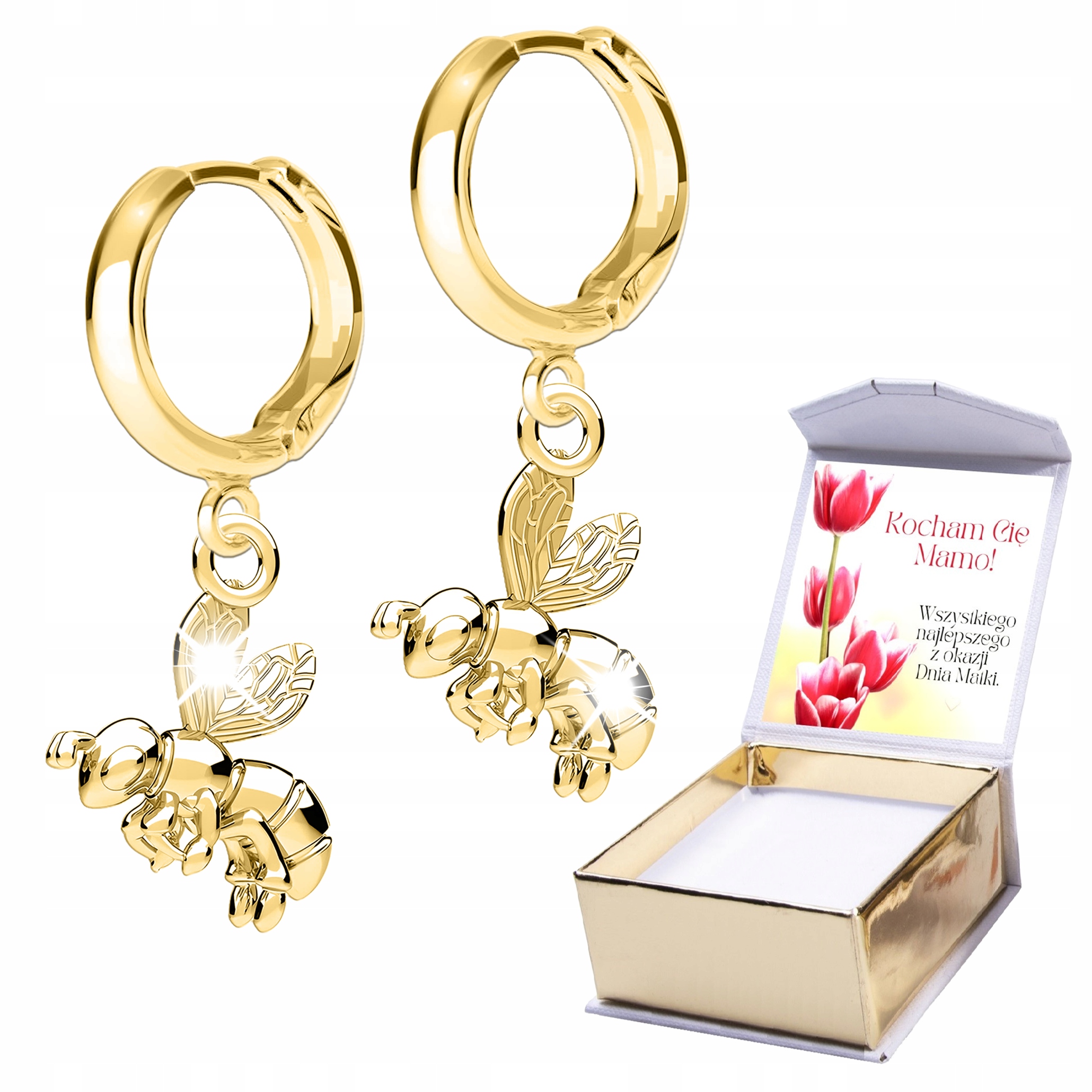 Zlaté Náušnice 925 na Biglu s včelkou Včela Hmyz Příroda Vosy Potisk