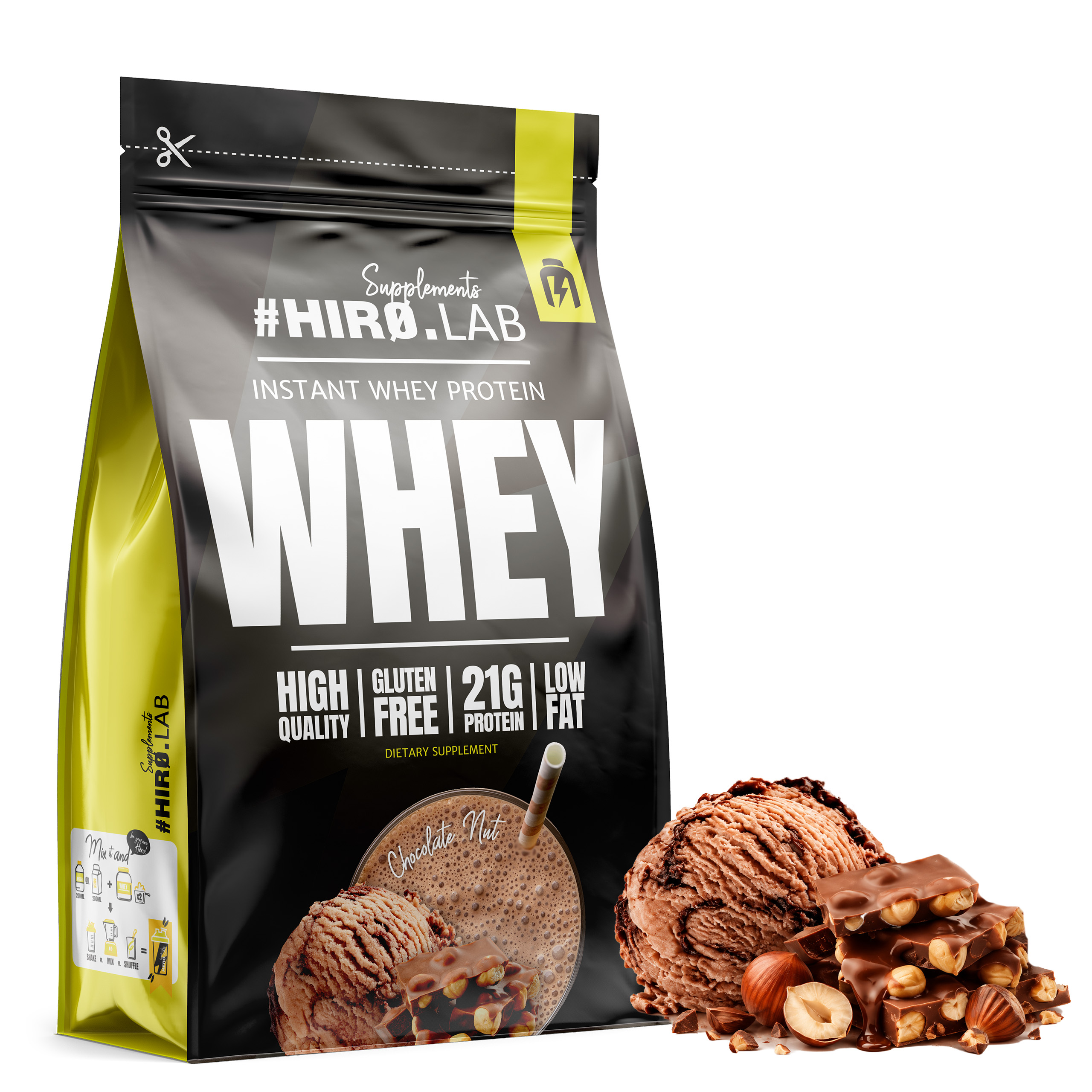 Proteinový Doplněk Stravy Wpc Instant Whey Protein 700 50 g Čokoláda Ořech Hiro.Lab