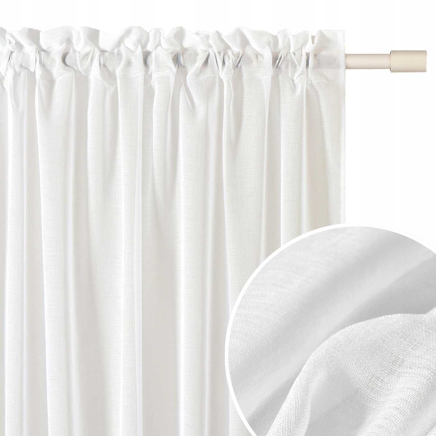 Firana gotowa do salonu firanka na taśmie żabki tunel 400x270 biała Novelia