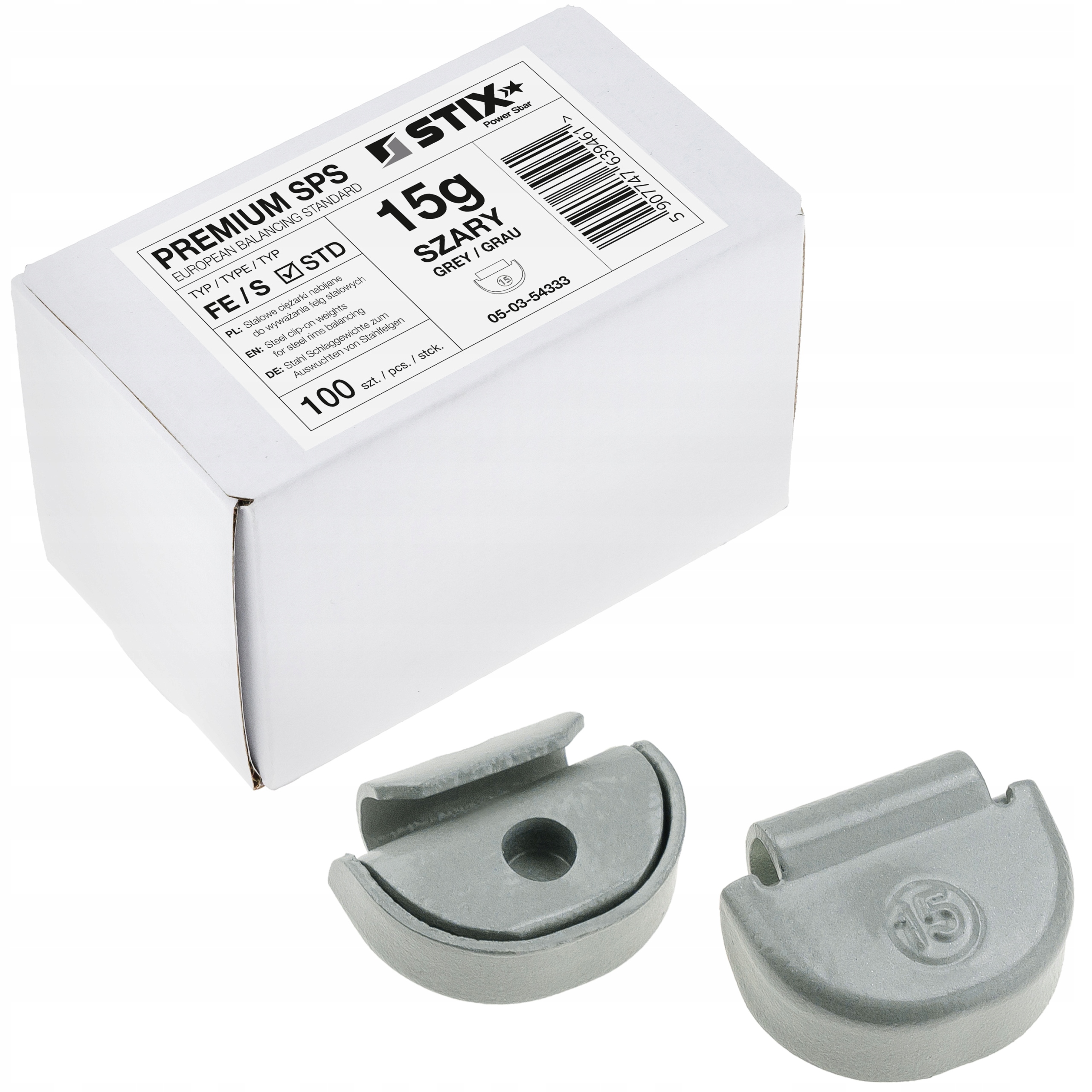CIĘŻARKI NABIJANE STALOWE FE/S STD 15G DO FELG STALOWYCH 100 SZT. - STIX
