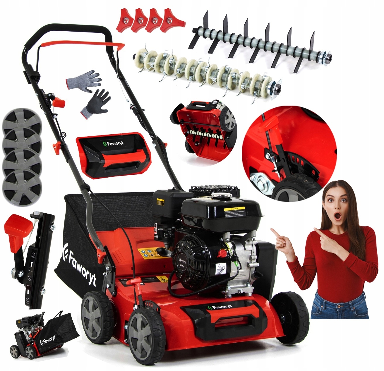 WERTYKULATOR SPALINOWY AERATOR AREATOR 6 KM 40 cm 2 WAŁKI Z KOSZEM PRO LUX